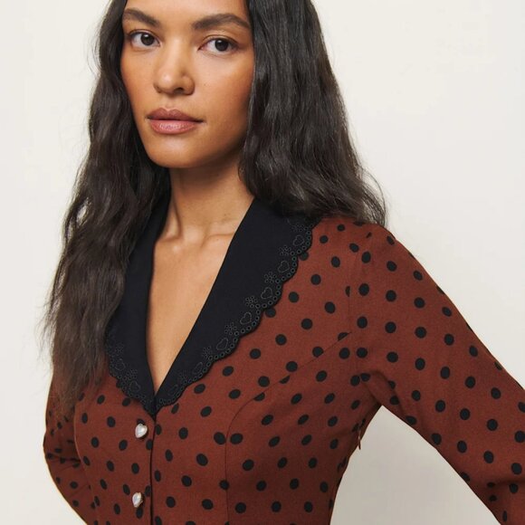 NWT Reformation Galene Polka Dot Dress - Picture 2 of 10